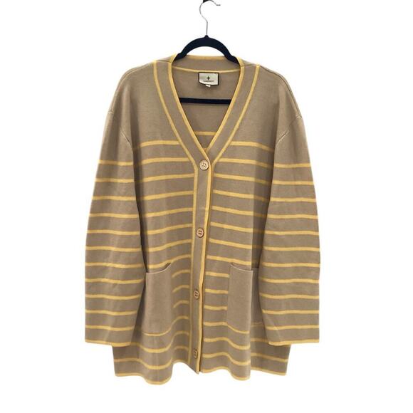 Tuckernuck Chai Striped Lauren Cardigan Oversized Button Front Pockets Size XXL - Picture 4 of 13